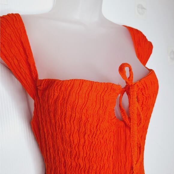 Free People Vibrant Orange Midi Dress - Picture 3 of 14